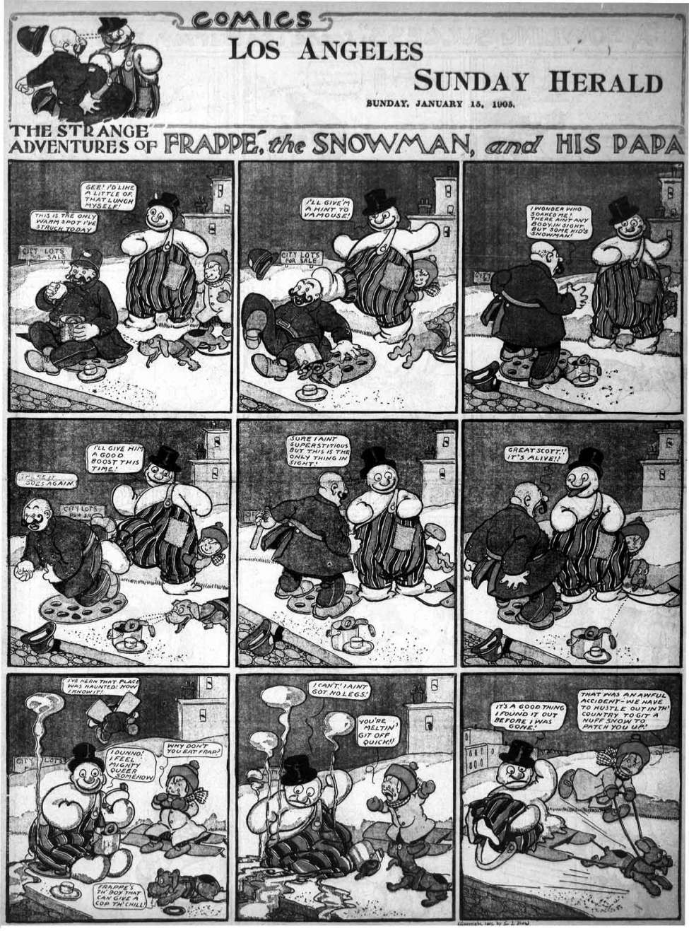 Book Cover For The Strange Adventures of Frappe the Snowman and His Papa