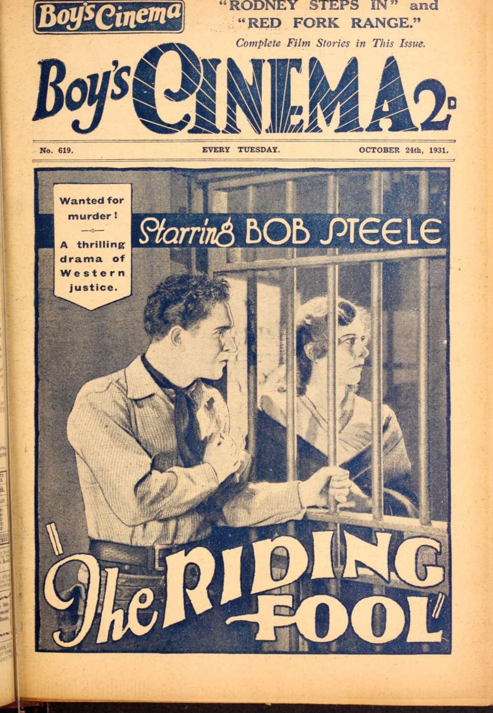 Comic Book Cover For Boy's Cinema 619 - The Riding Fool - Bob Steele