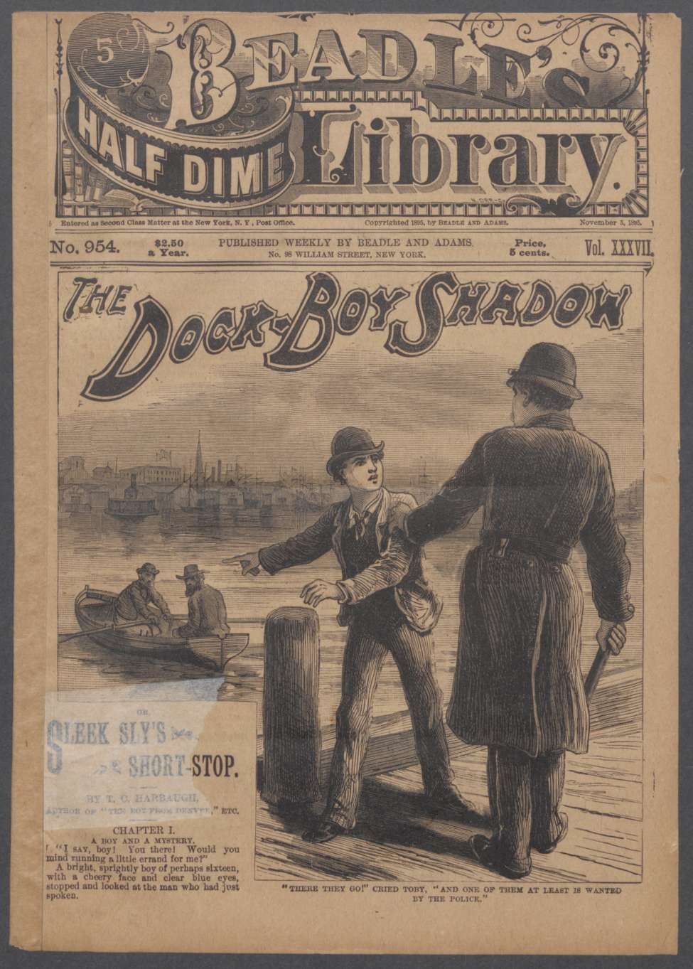 Book Cover For Beadle's Half Dime Library 954 - The Dock-Boy Shadow