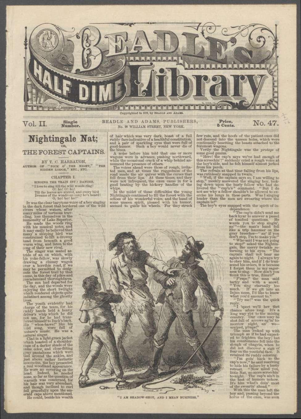 Book Cover For Beadle's Half Dime Library 47 - Nightingale Nat