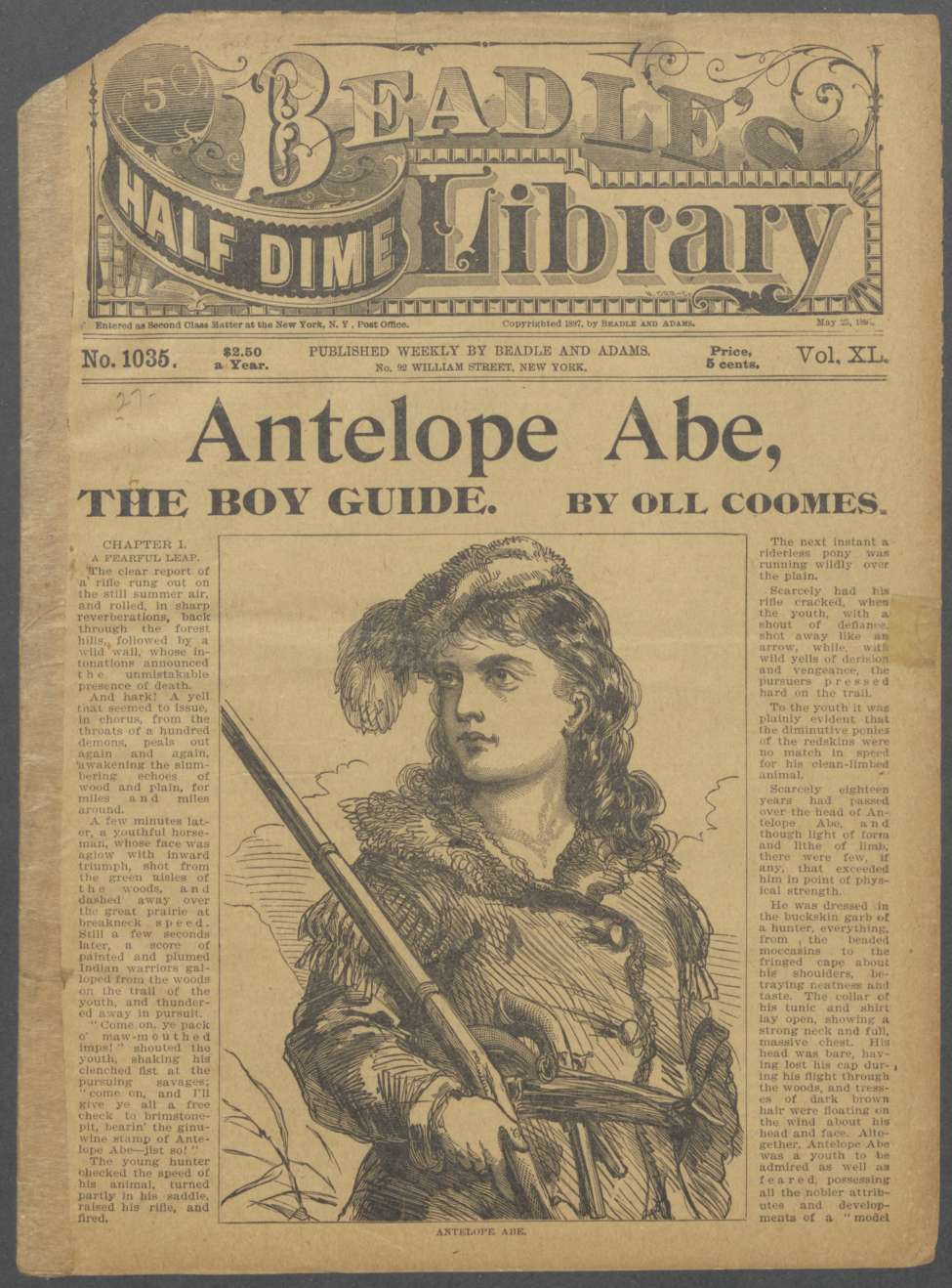 Book Cover For Beadle's Half Dime Library 1035 - Antelope Abe, the Boy Guide