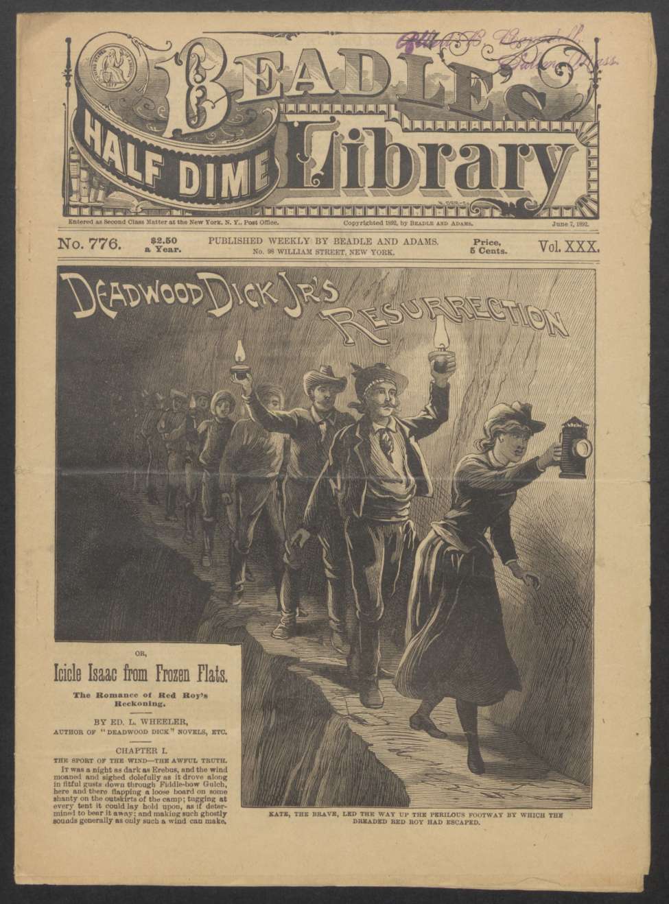 Book Cover For Beadle's Half Dime Library 776 - Deadwood Dick Jr.'s Resurrection