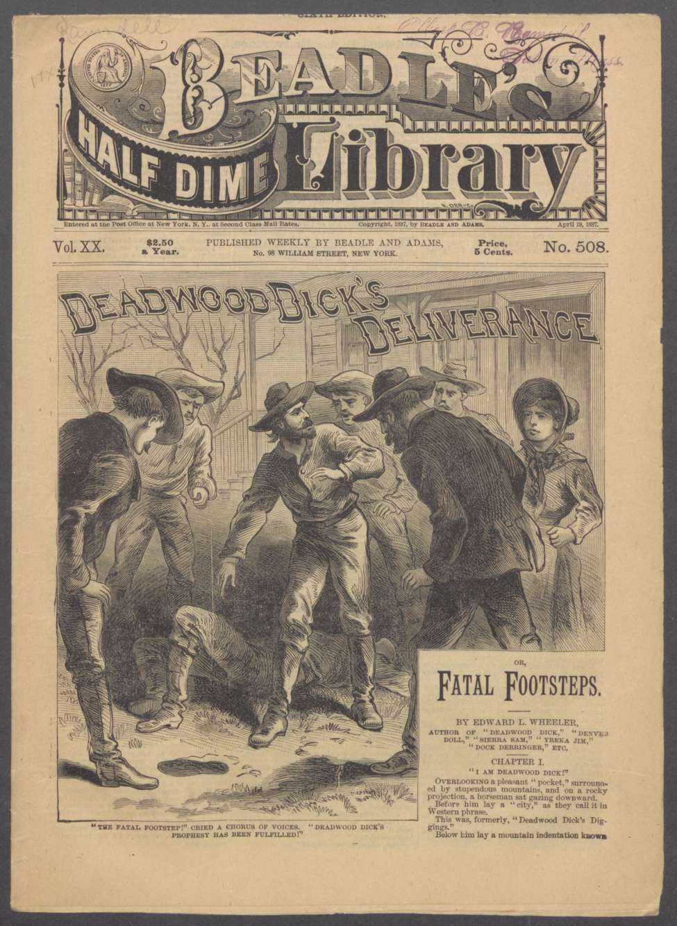Book Cover For Beadle's Half Dime Library 508 - Deadwood Dick's Deliverance