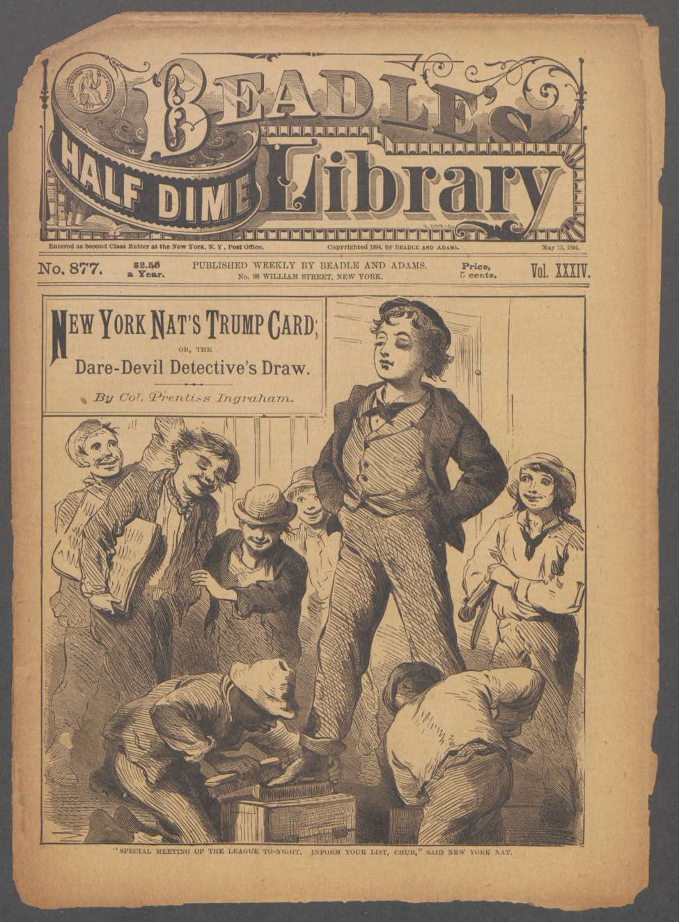 Book Cover For Beadle's Half Dime Library 877 - New York Nat's Trump Card
