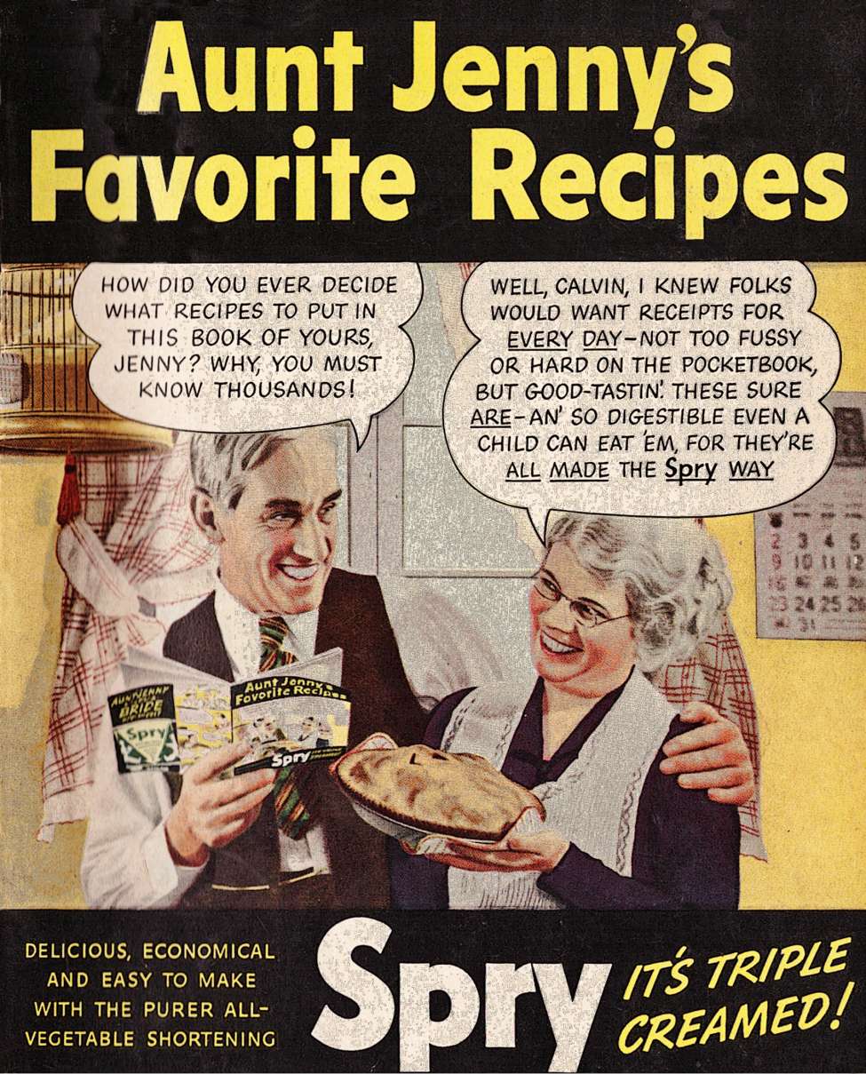 Book Cover For Aunt Jenny's Favorite Recipes - Lever Bros Spry