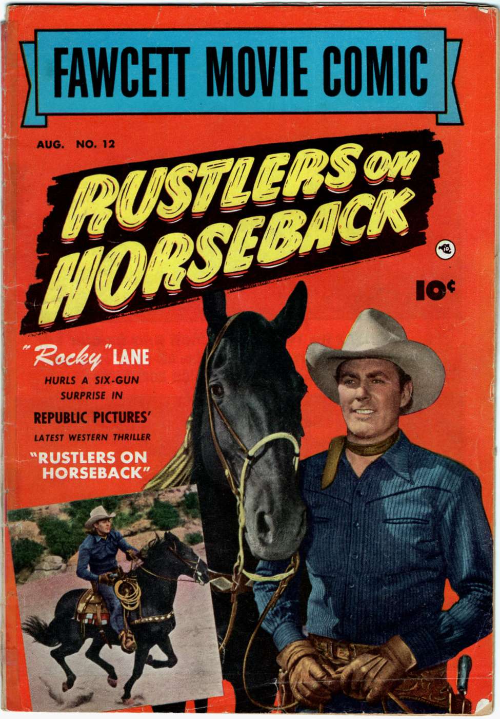 Comic Book Cover For Fawcett Movie Comic 12 - Rustlers on Horseback - Version 2