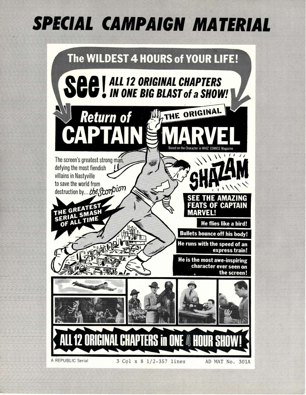 Comic Book Cover For Captain Marvel Serial 1966 Re-Release Pressbook