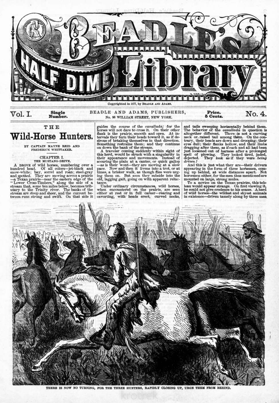 Book Cover For Beadle's Half Dime Library 4 - The Wild-Horse Hunters