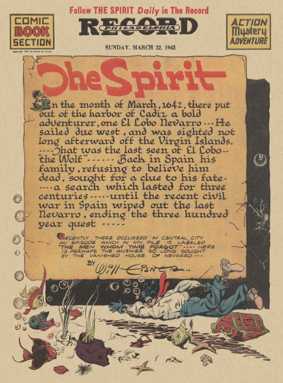 Comic Book Cover For The Spirit (1942-03-22) - Philadelphia Record