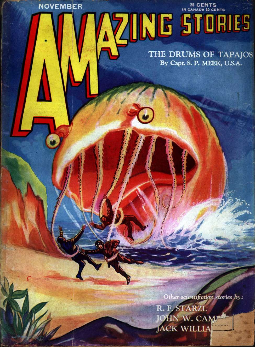 Book Cover For Amazing Stories v5 8 - The Drums of Tapajos - Capt. S. P. Meek