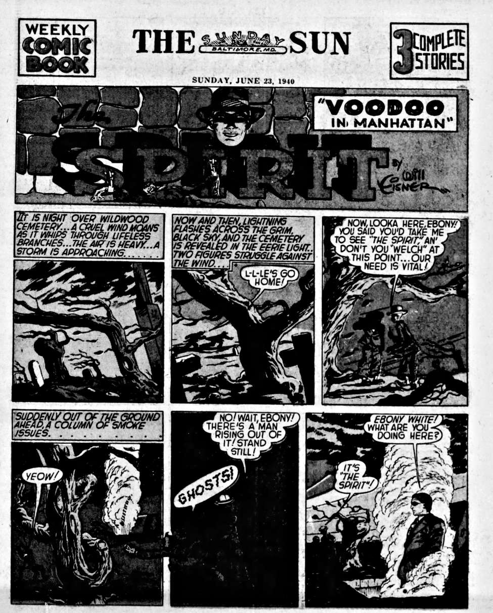 Comic Book Cover For The Spirit (1940-06-23) - Baltimore Sun (b/w)