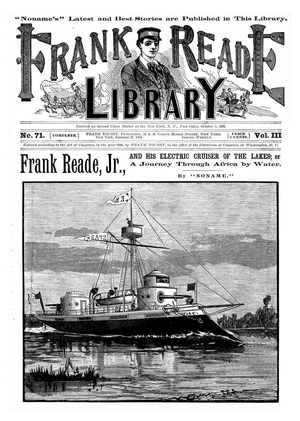 Comic Book Cover For v03 71 - Frank Reade, Jr., and His Electric Cruiser of the Lakes