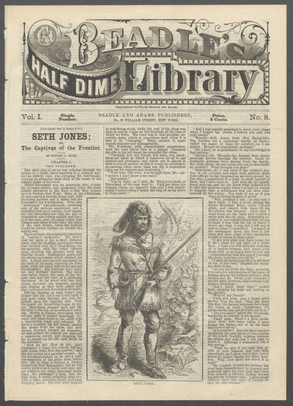 Book Cover For Beadle's Half Dime Library 8 - Seth Jones