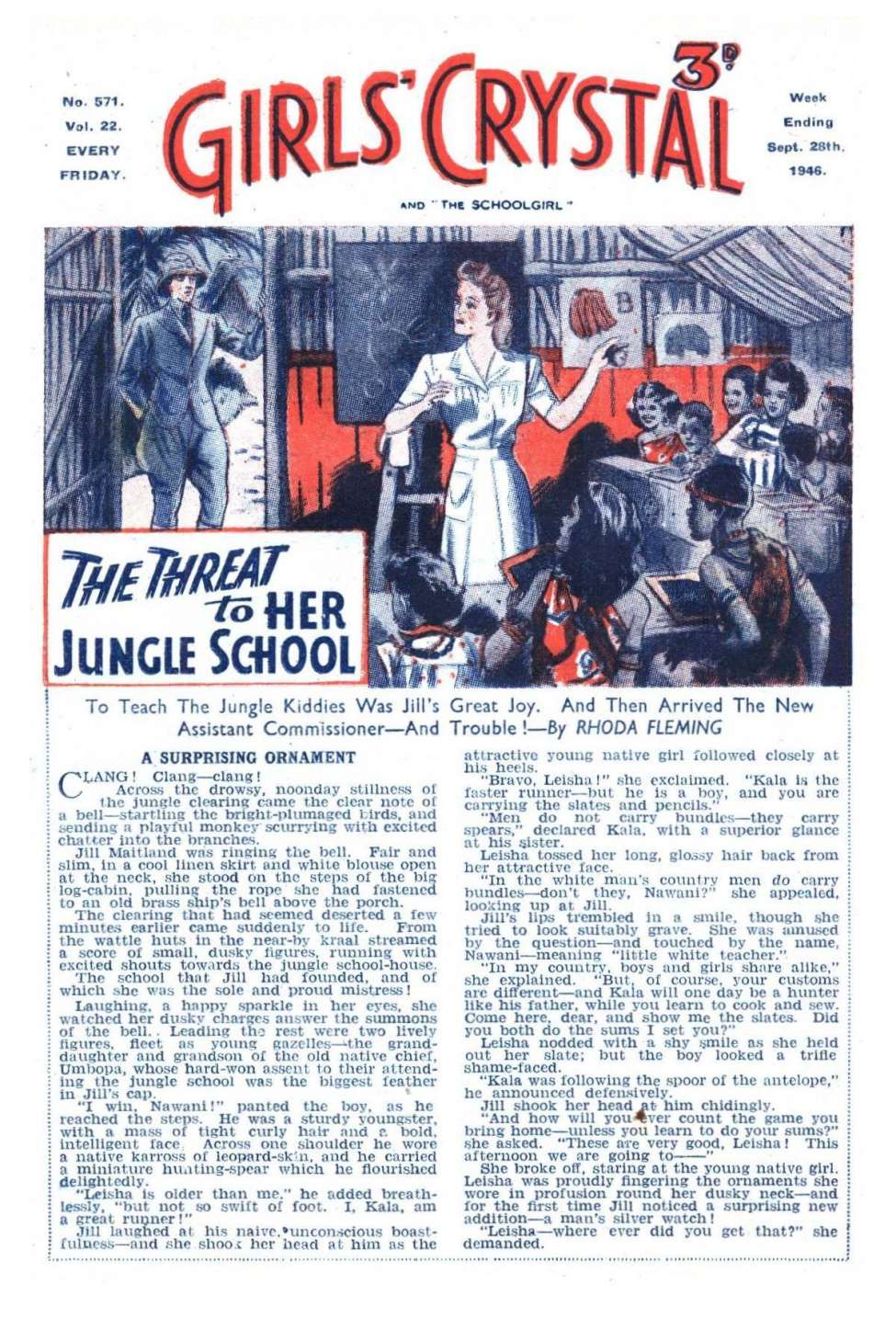 Comic Book Cover For Girls' Crystal 571 - The Threat to Her Jungle School
