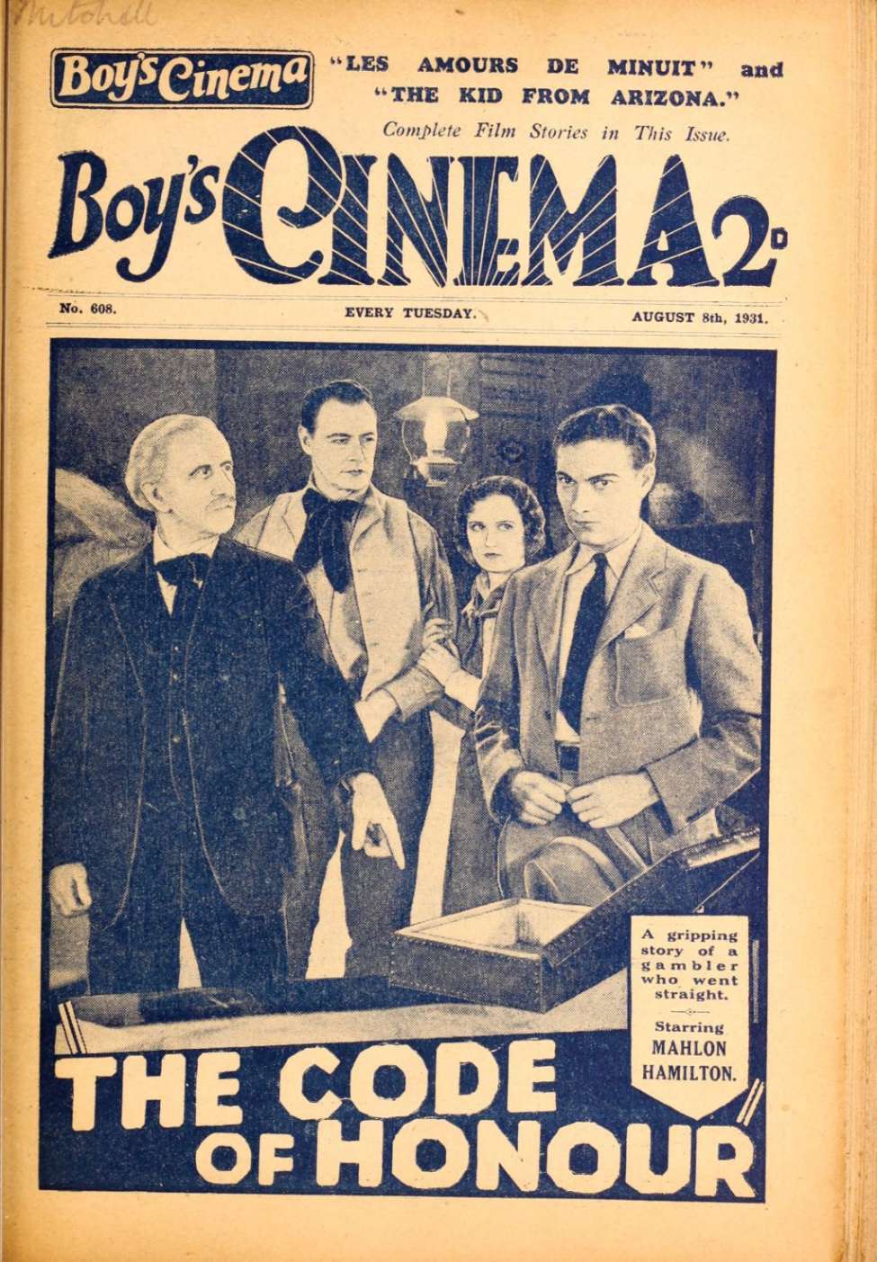 Book Cover For Boy's Cinema 608 - The Code of Honour - Mahlon Hamilton