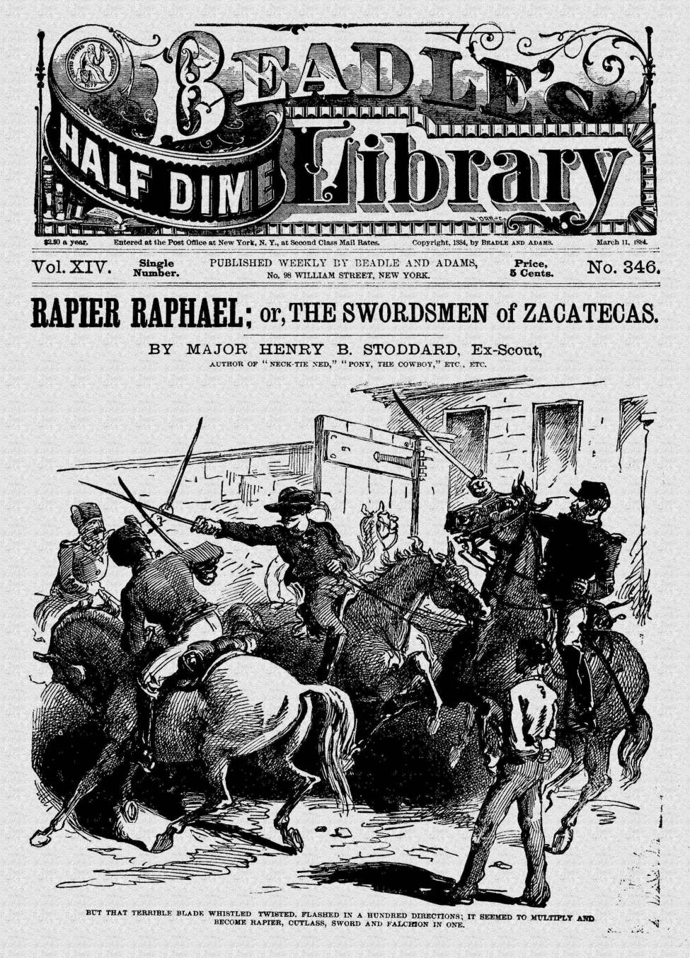Book Cover For Beadle's Half Dime Library 346 - Rapier Raphael