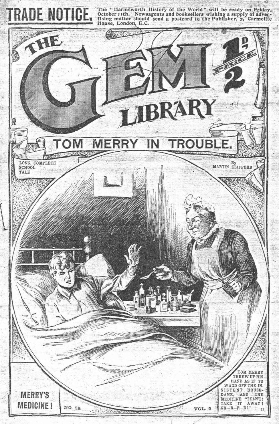 Comic Book Cover For The Gem v1 29 - Tom Merry in Trouble