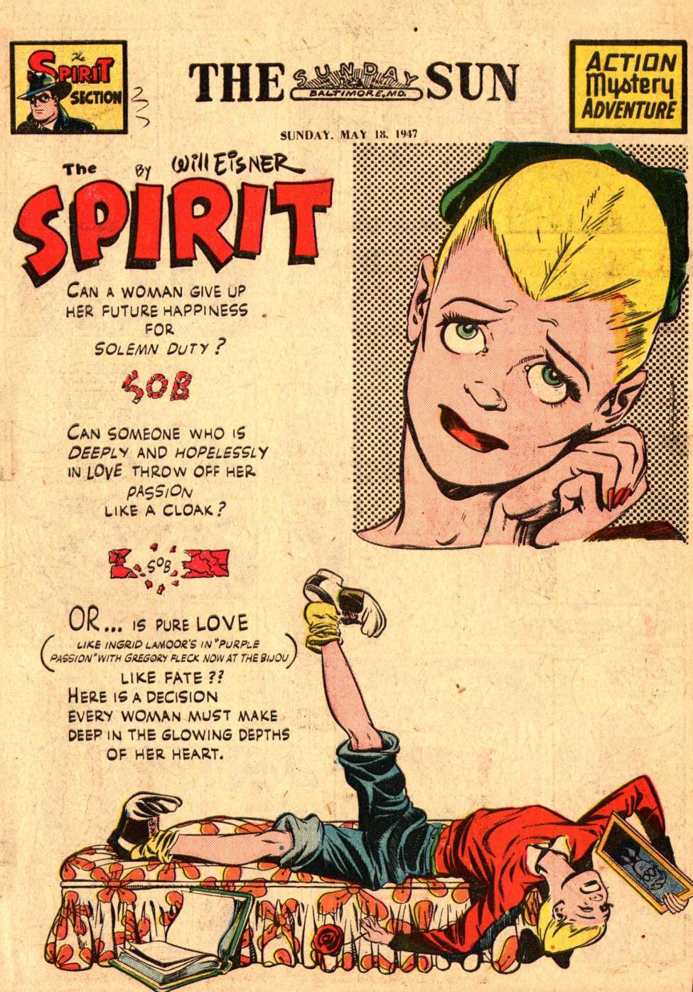 Comic Book Cover For The Spirit (1947-05-18) - Baltimore Sun