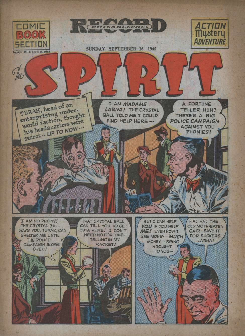 Comic Book Cover For The Spirit (1945-09-16) - Philadelphia Record