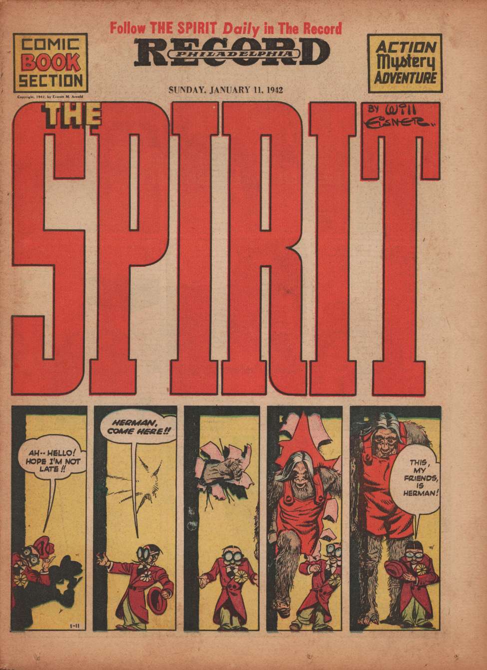 Book Cover For The Spirit (1942-01-11) - Philadelphia Record