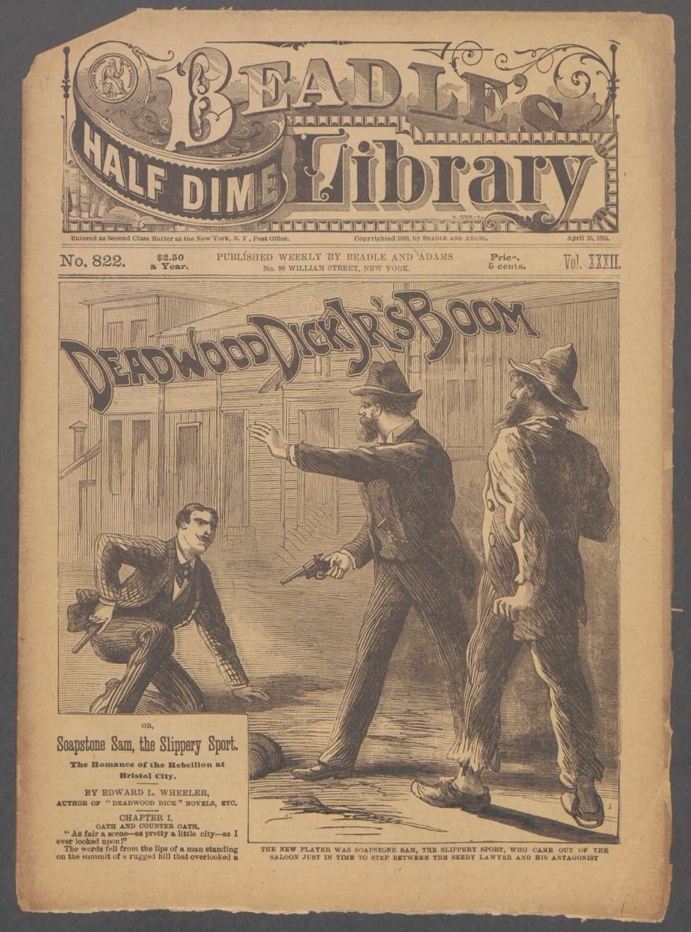 Book Cover For Beadle's Half Dime Library 822 - Deadwood Dick Jr.'s Boom