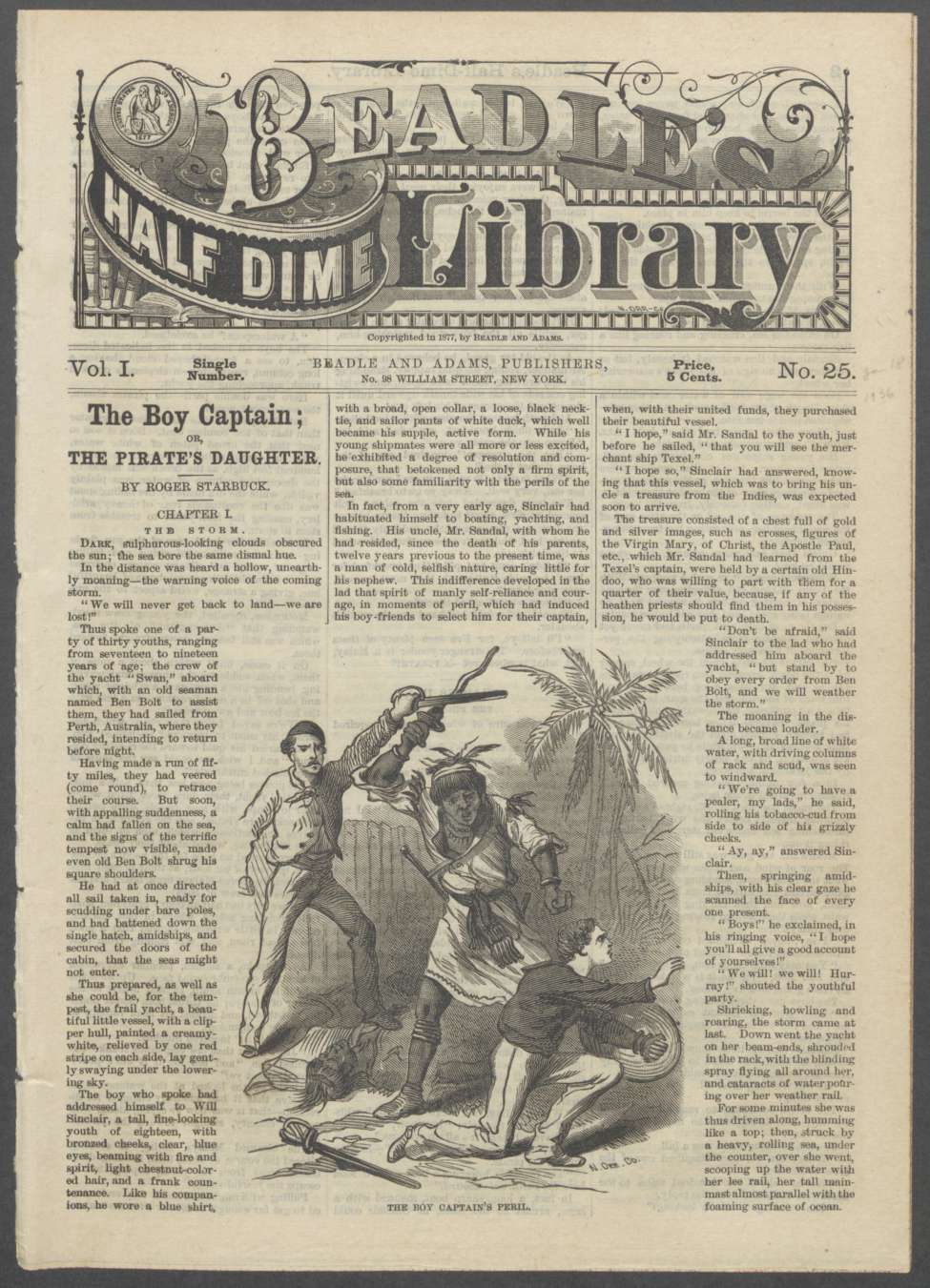 Book Cover For Beadle's Half Dime Library 25 - The Boy Captain