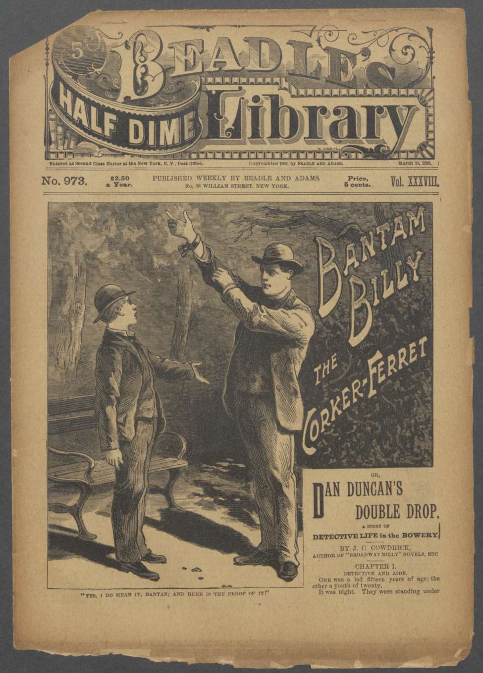 Book Cover For Beadle's Half Dime Library 973 - Bantam Billy, the Corker-Ferret