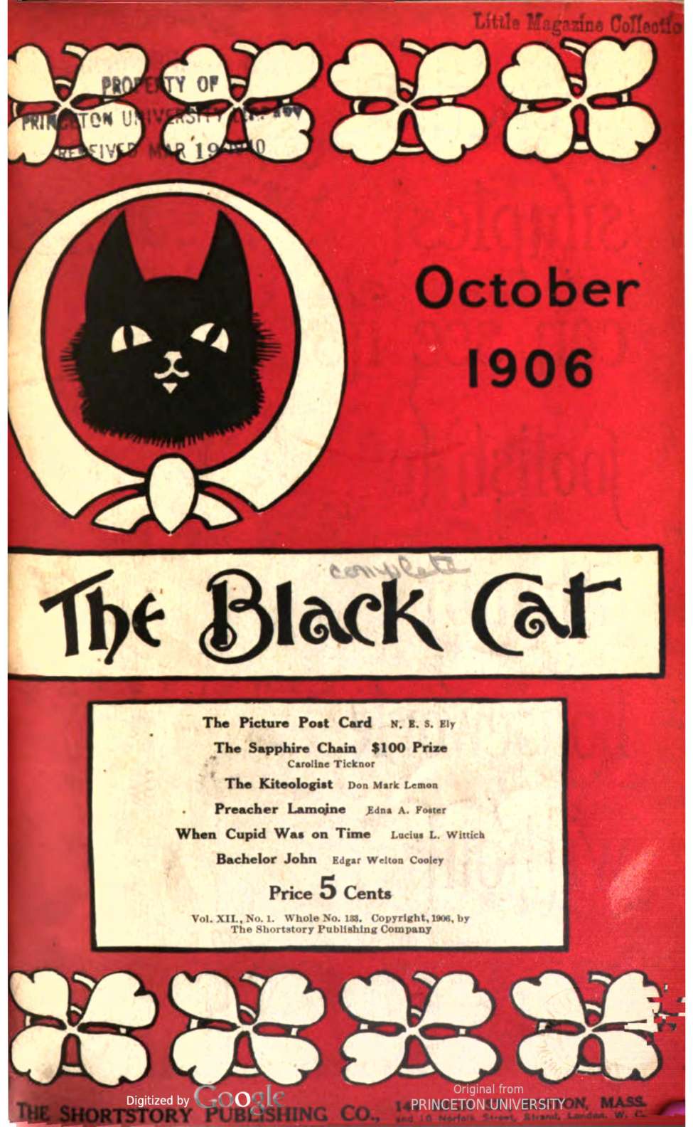 Book Cover For The Black Cat v12 1 - The Picture Post Card - N. E. S. Ely