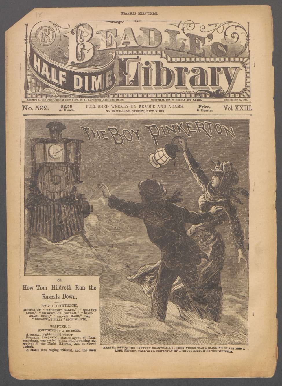 Book Cover For Beadle's Half Dime Library 592 - The Boy Pinkerton