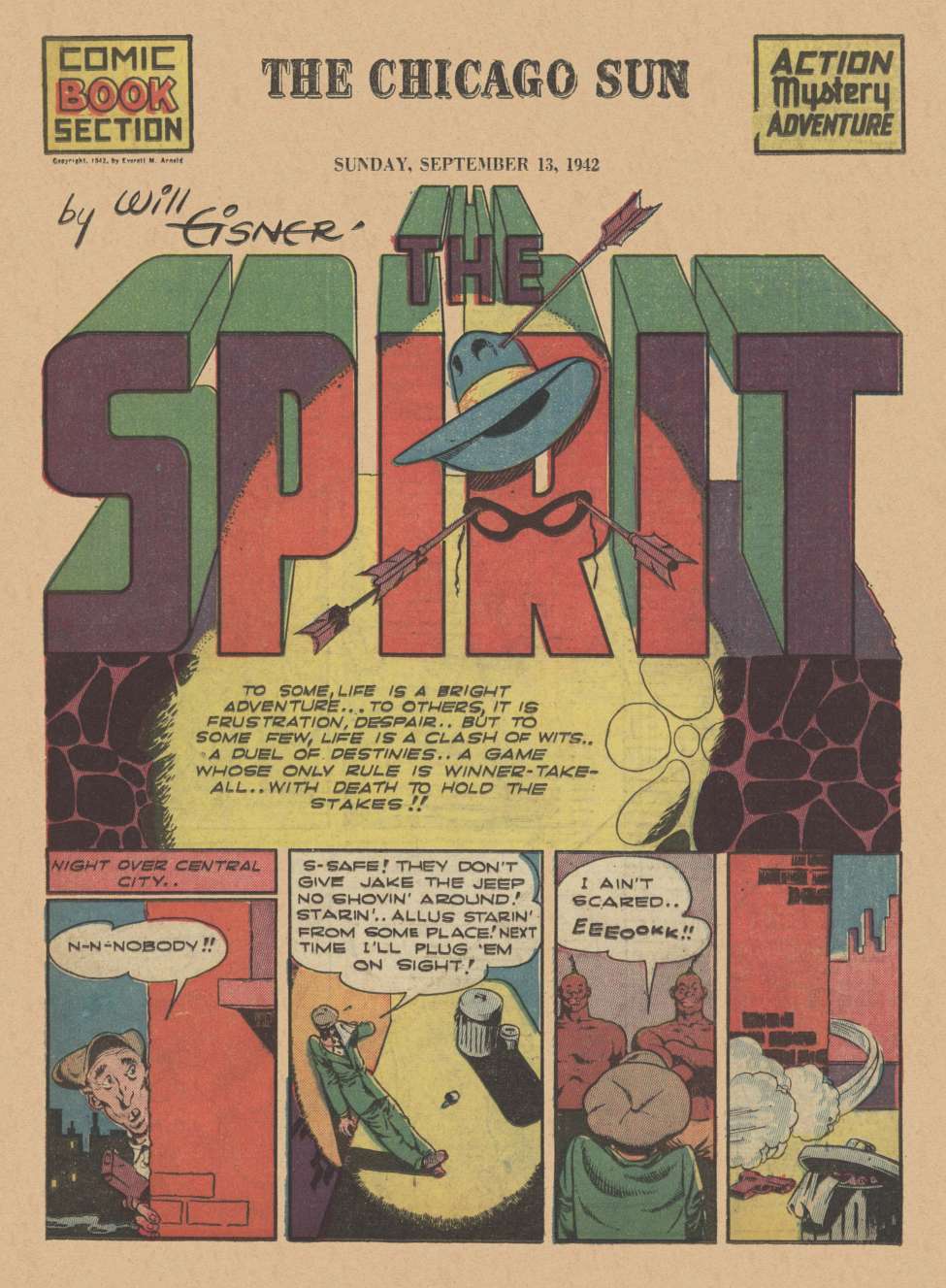 Comic Book Cover For The Spirit (1942-09-13) - Chicago Sun