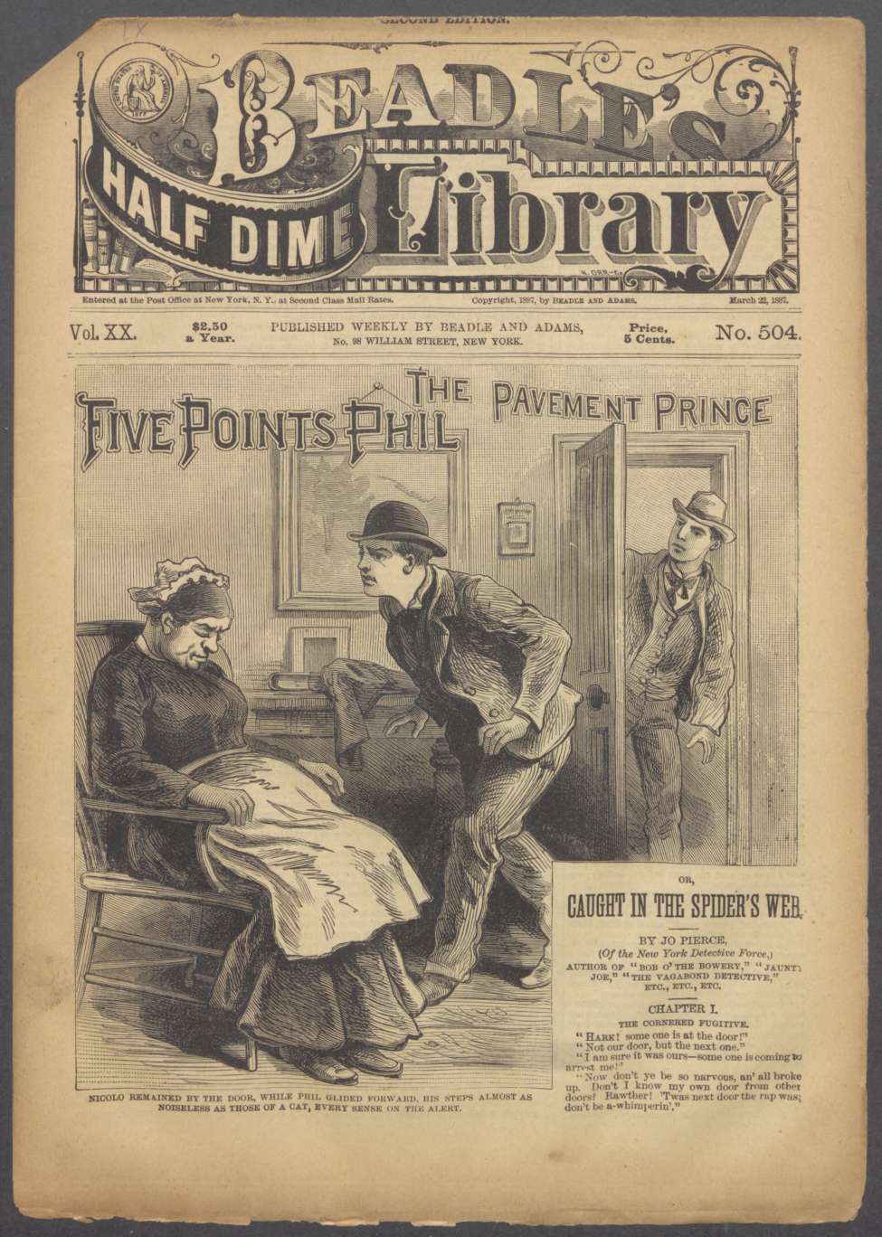Book Cover For Beadle's Half Dime Library 504 - Five Points Phil, the Pavement Prince