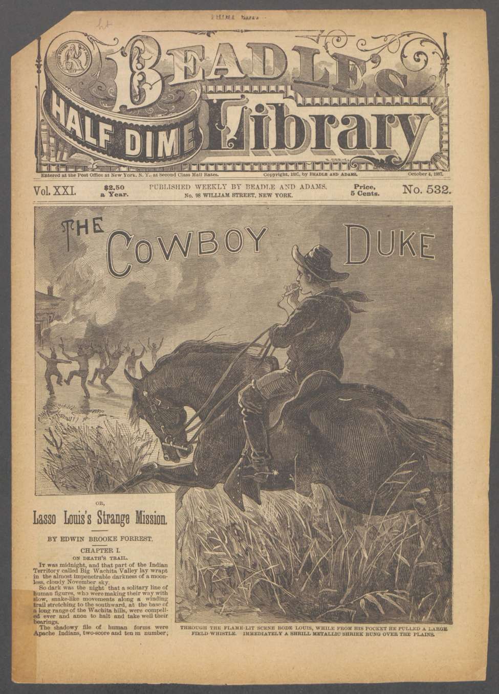 Book Cover For Beadle's Half Dime Library 532 - The Cowboy Duke