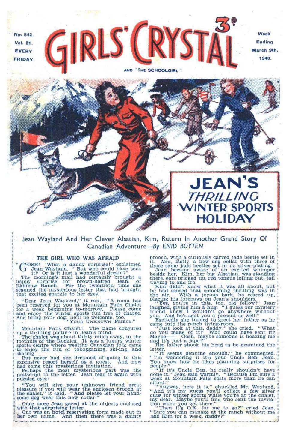 Book Cover For Girls' Crystal 542 - Jean's Thrilling Winter Sports Holiday