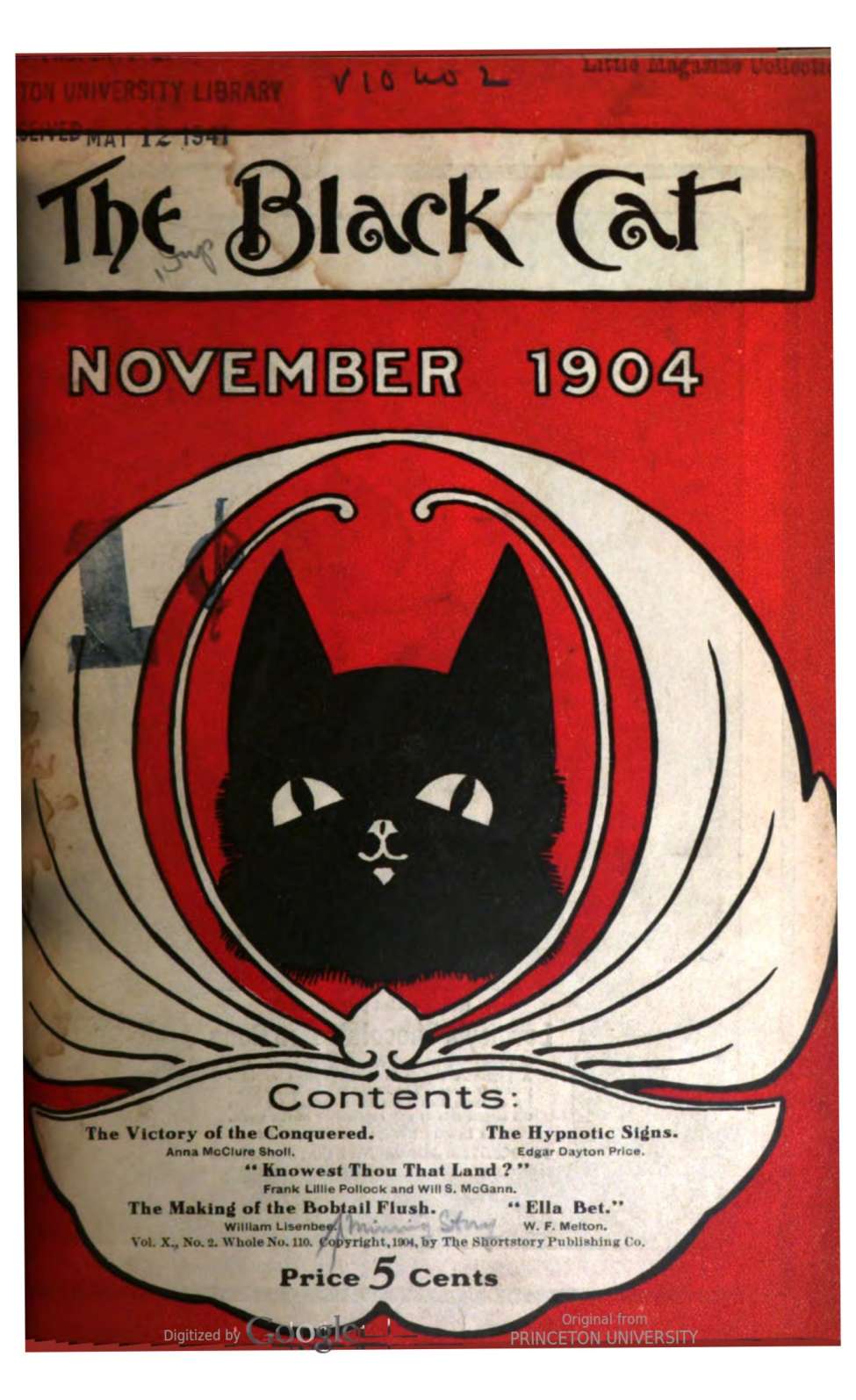 Book Cover For The Black Cat v10 2 - The Victory of the Conquered - Anna McClure Sholl