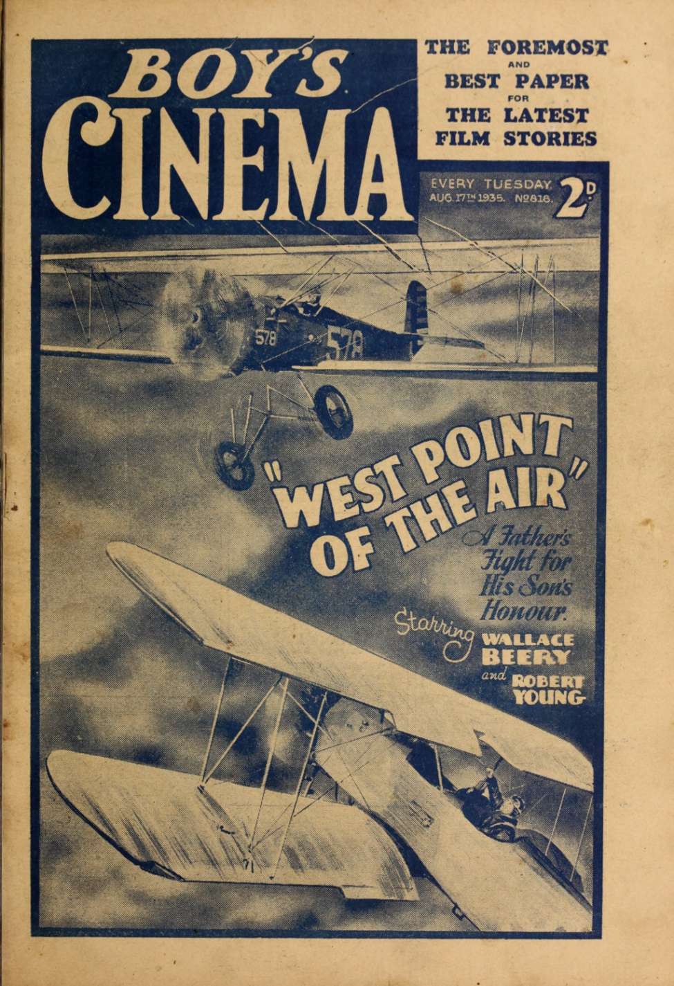 Book Cover For Boy's Cinema 818 - West Point of the Air - Wallace Beery