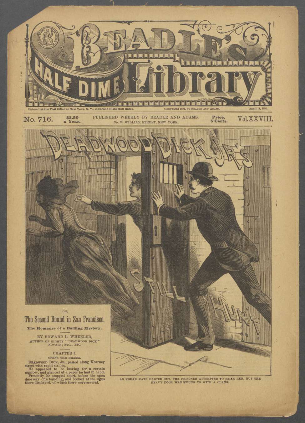 Book Cover For Beadle's Half Dime Library 716 - Deadwood Dick Jr.'s Still Hunt