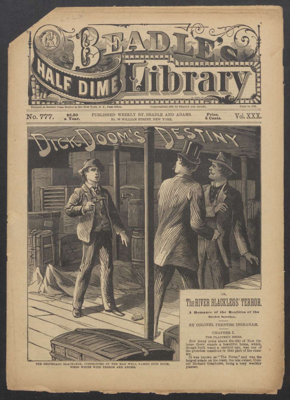 Book Cover For Beadle's Half Dime Library 777 - Dick Doom's Destiny