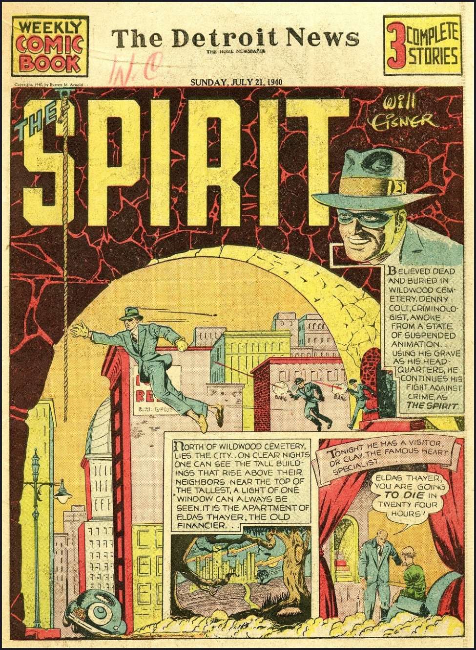 Comic Book Cover For The Spirit (1940-07-21) - Detroit News