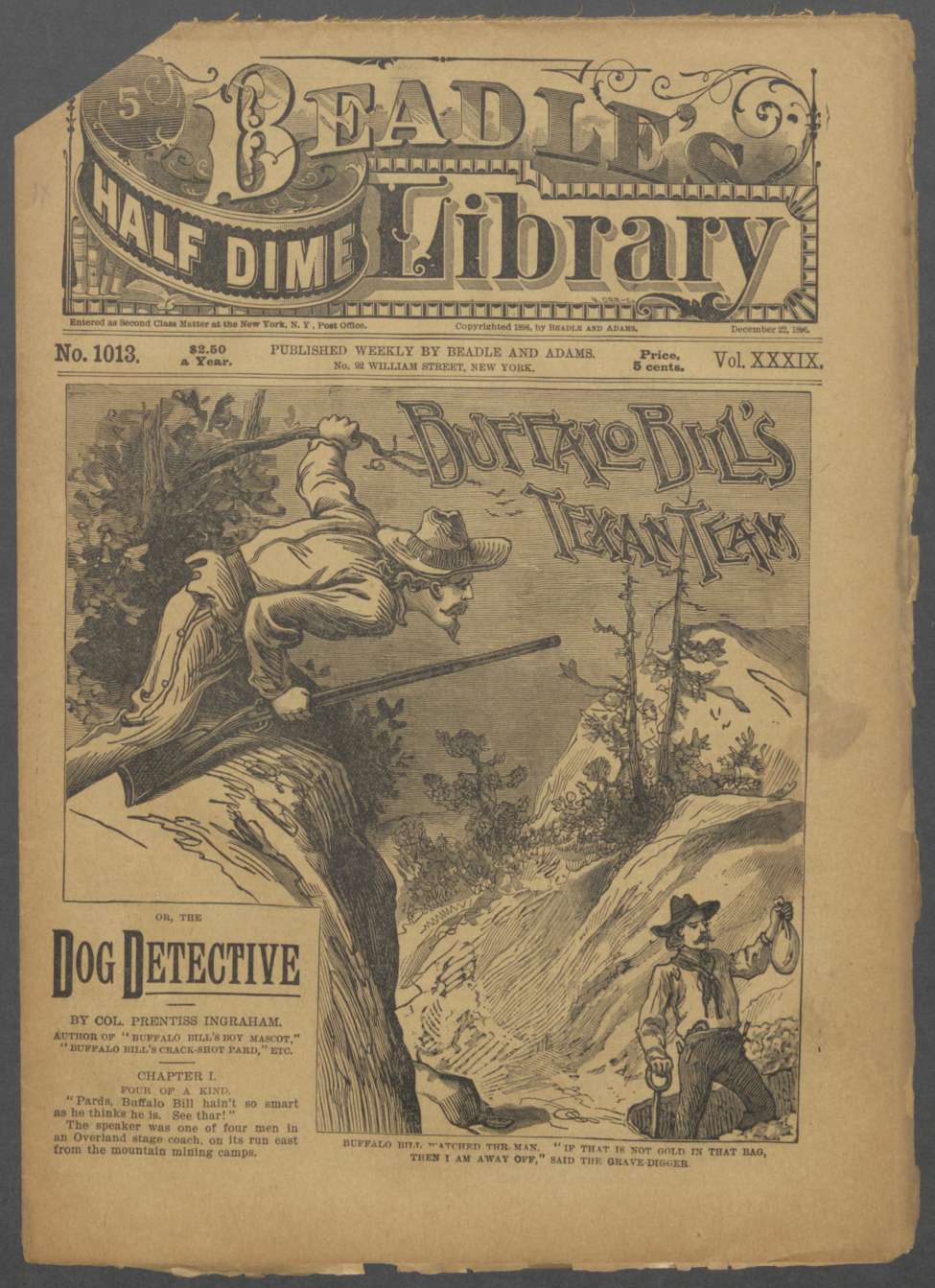 Book Cover For Beadle's Half Dime Library 1013 - Buffalo Bill's Texan Team