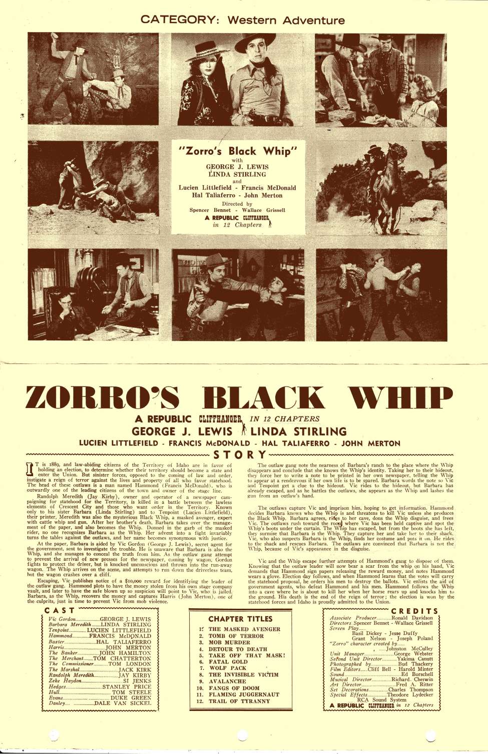 Comic Book Cover For Zorro's Black Whip Pressbook