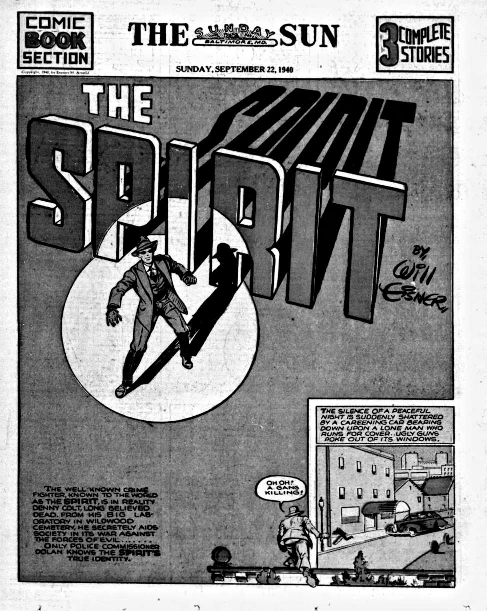 Comic Book Cover For The Spirit (1940-09-22) - Baltimore Sun (b/w)