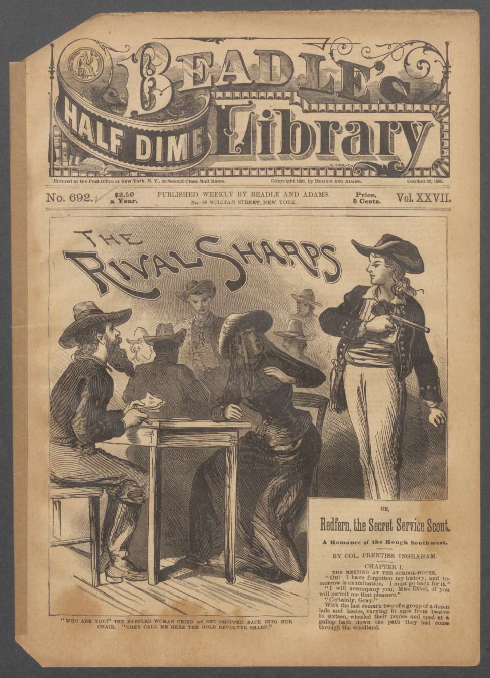 Book Cover For Beadle's Half Dime Library 692 - The Rival Sharps
