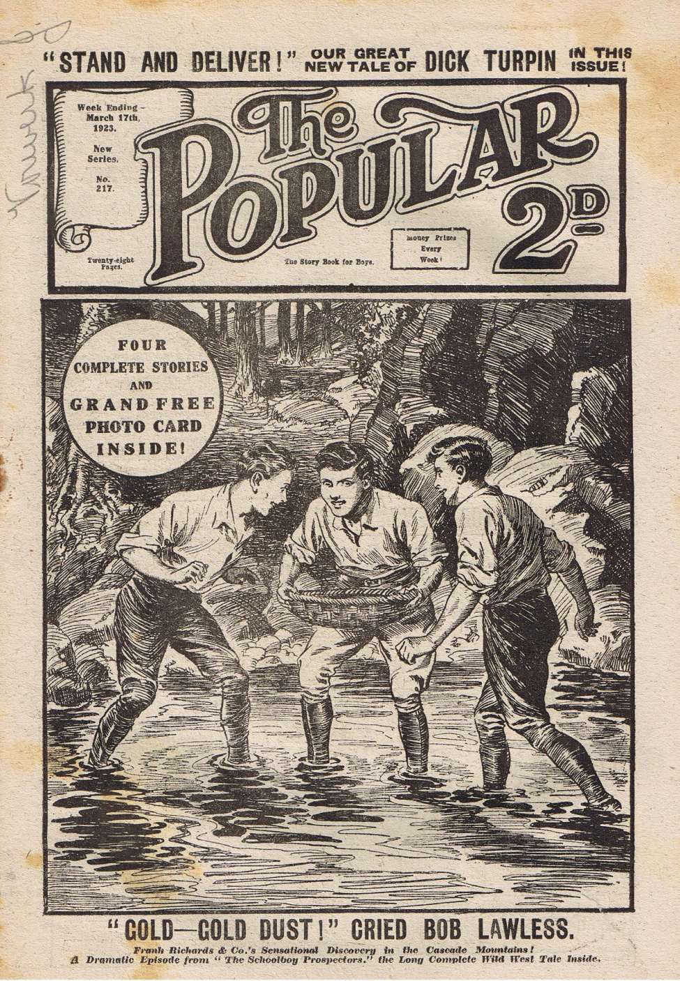 Comic Book Cover For The Popular 217 - The Schoolboy Prospectors!