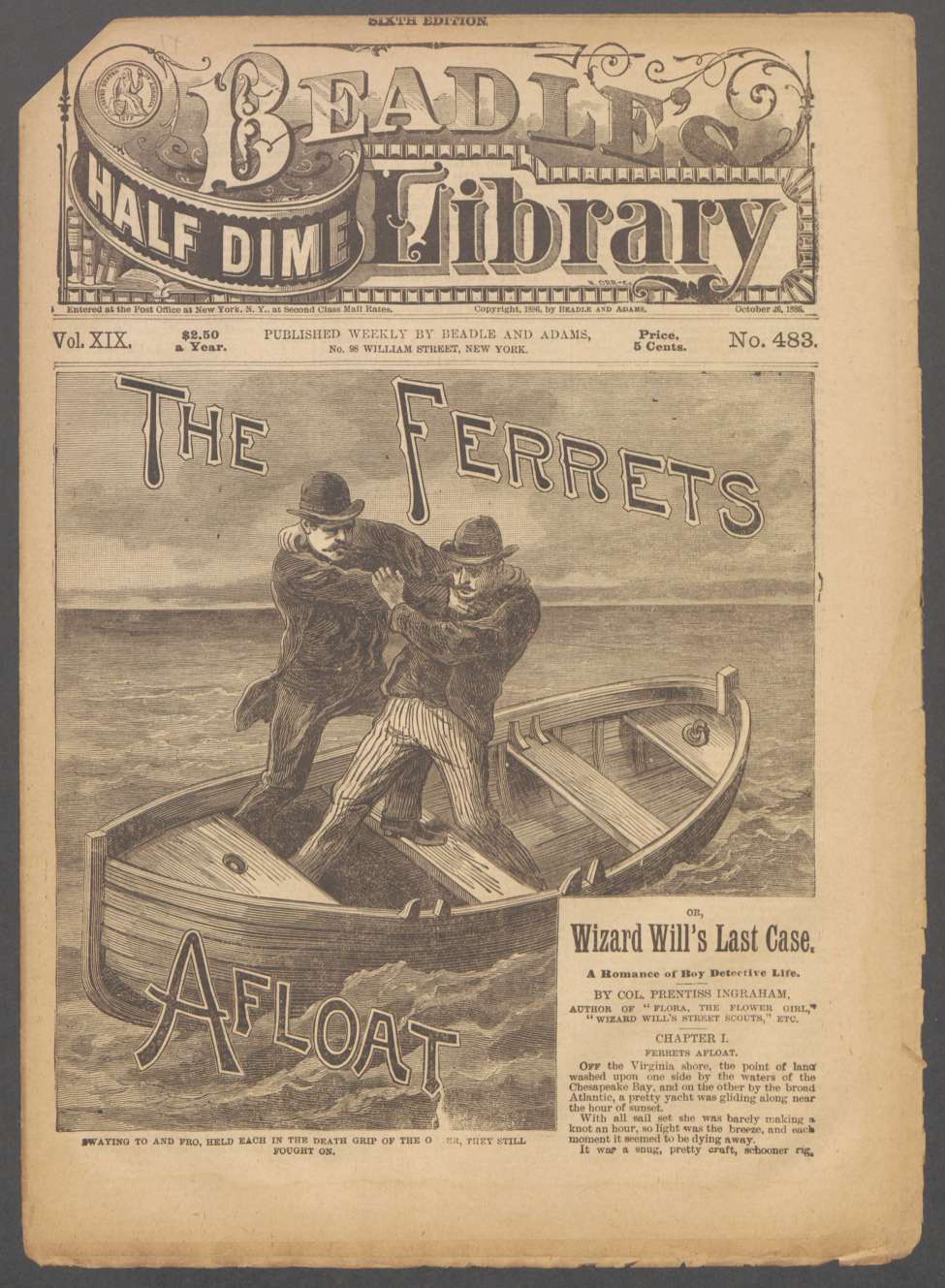 Book Cover For Beadle's Half Dime Library 483 - The Ferrets Afloat