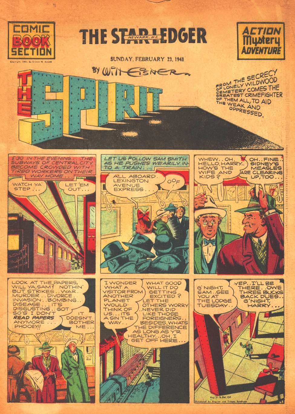 Comic Book Cover For The Spirit (1941-02-23) - Star-Ledger