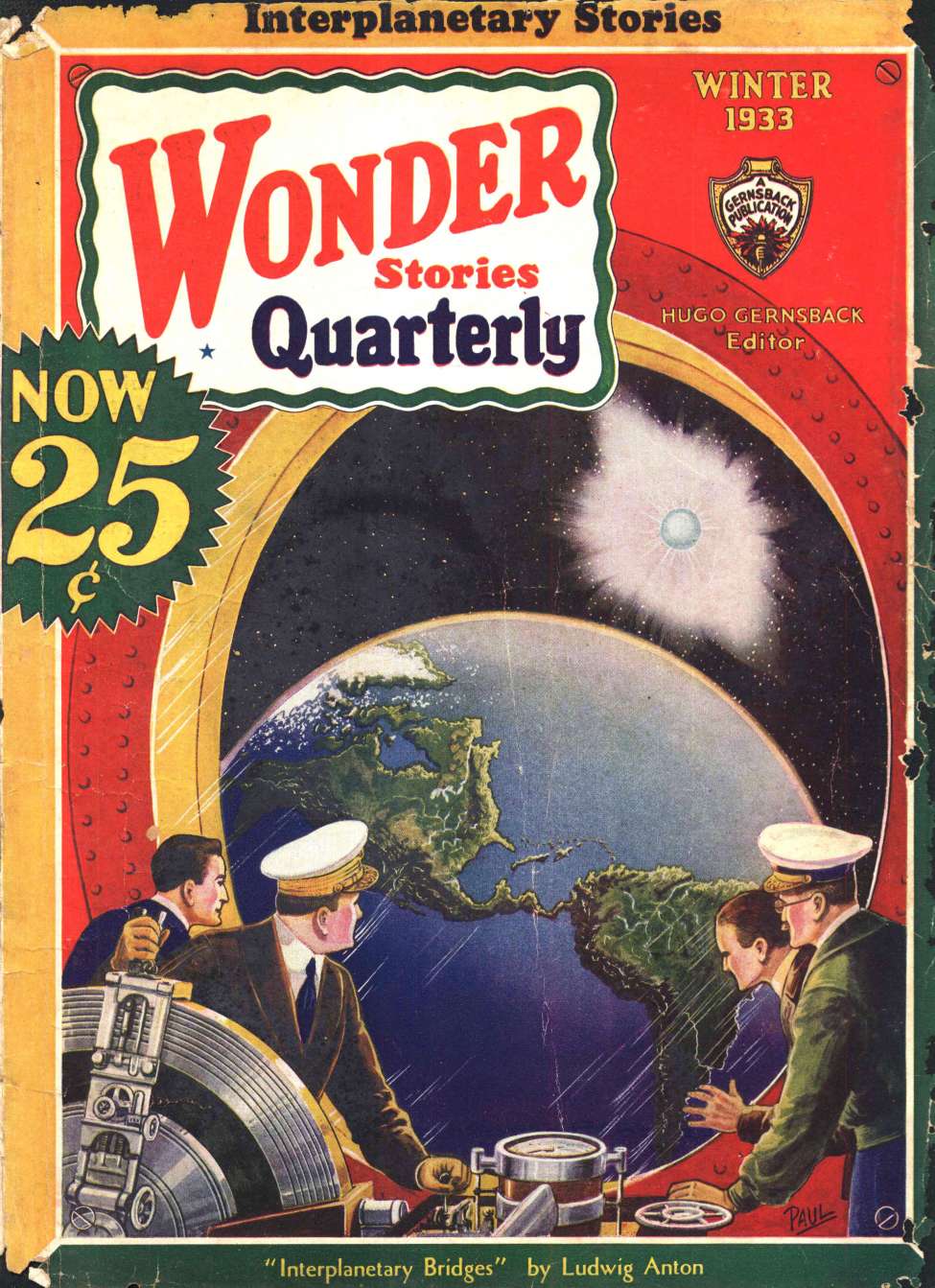 Comic Book Cover For Wonder Stories Quarterly v4 2 - Interplanetary Bridges - Ludwig Anton