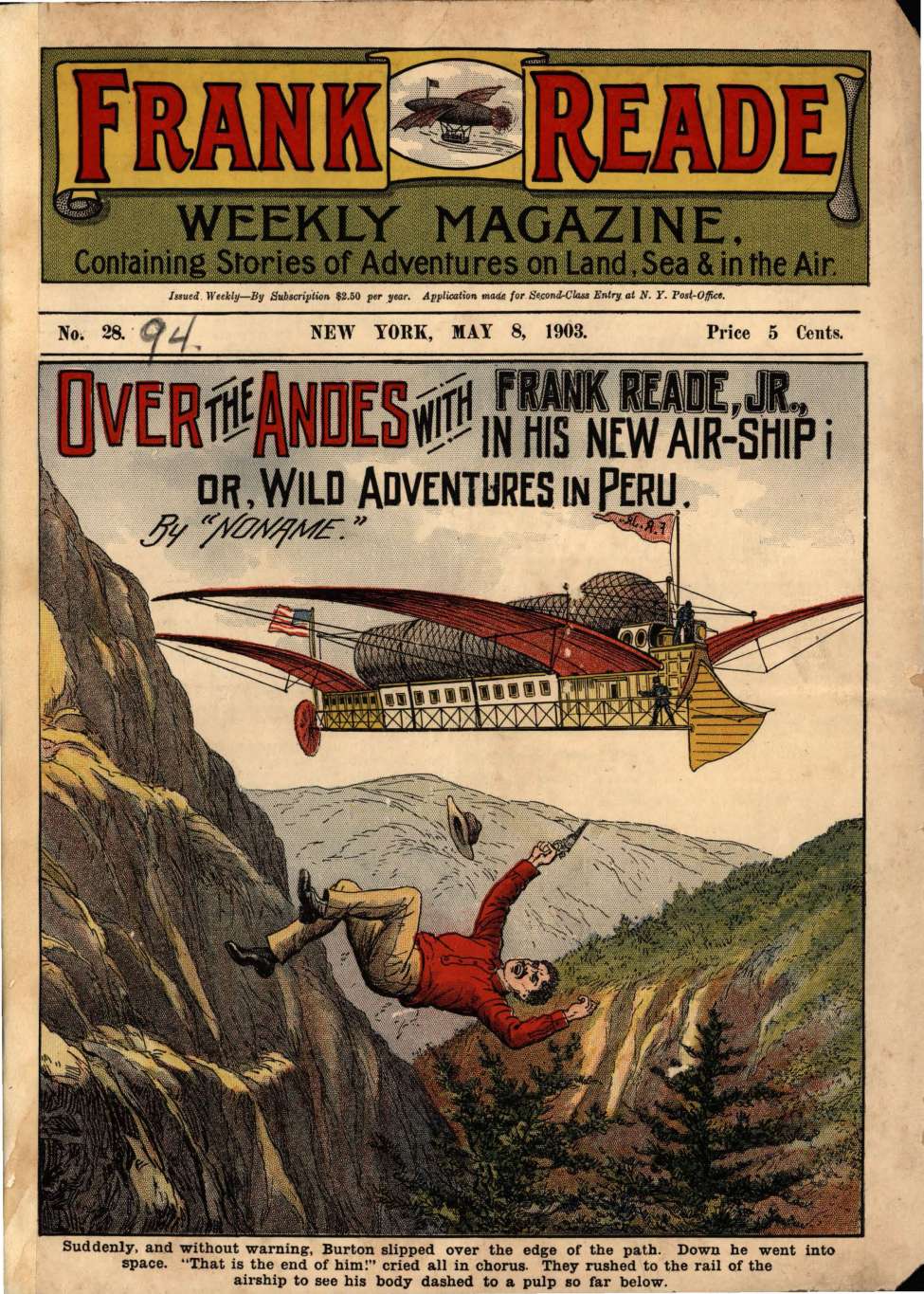 Book Cover For v1 28 - Over the Andes with Frank Reade, Jr., in his New Air-Ship