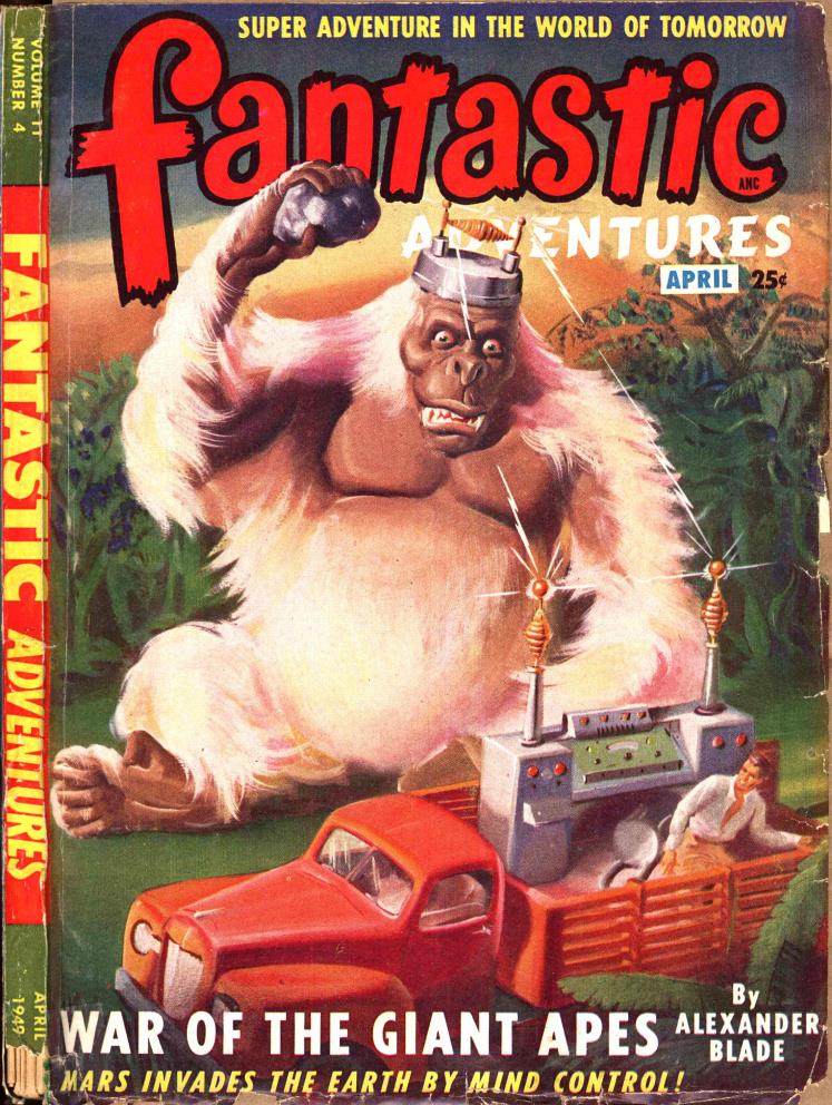 Book Cover For Fantastic Adventures v11 4 - War of the Giant Apes - Alexander Blade