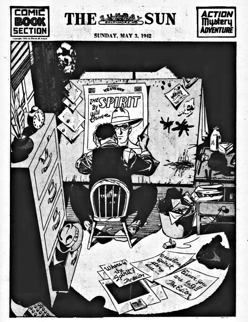 Comic Book Cover For The Spirit (1942-05-03) - Baltimore Sun (b/w)