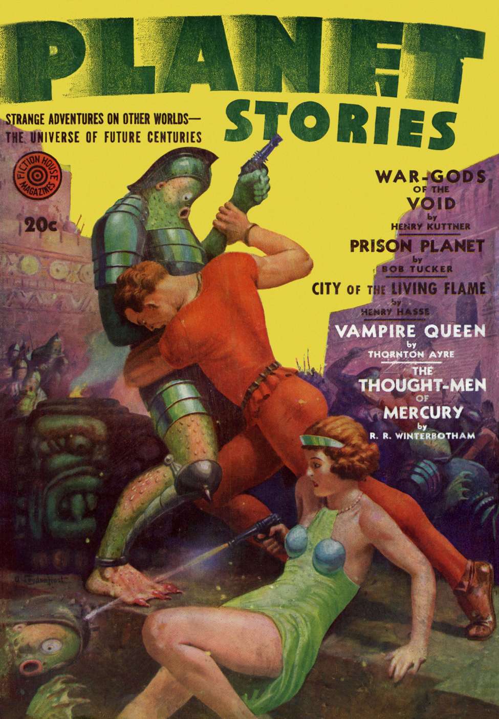 Book Cover For Planet Stories v1 12 - The Thought-Men of Mercury - R. R. Winterbotham